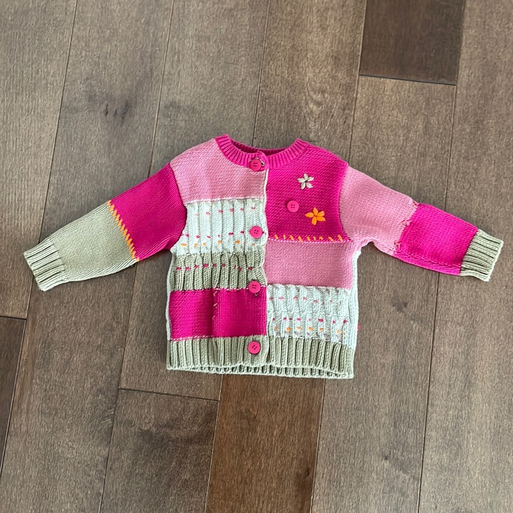 ChenOne Baby Girl’s Color-Block Embroidered Cardigan 3/6M